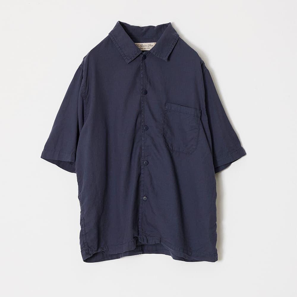 コットンシルクアロハシャツS/S(刺繍: ヤシの木)