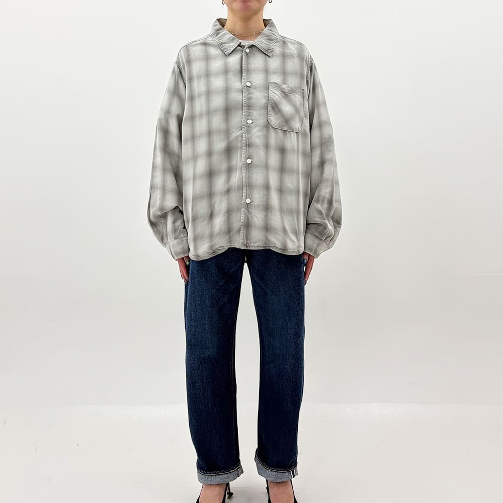 Damaged Tencel Ombre Check Shirt