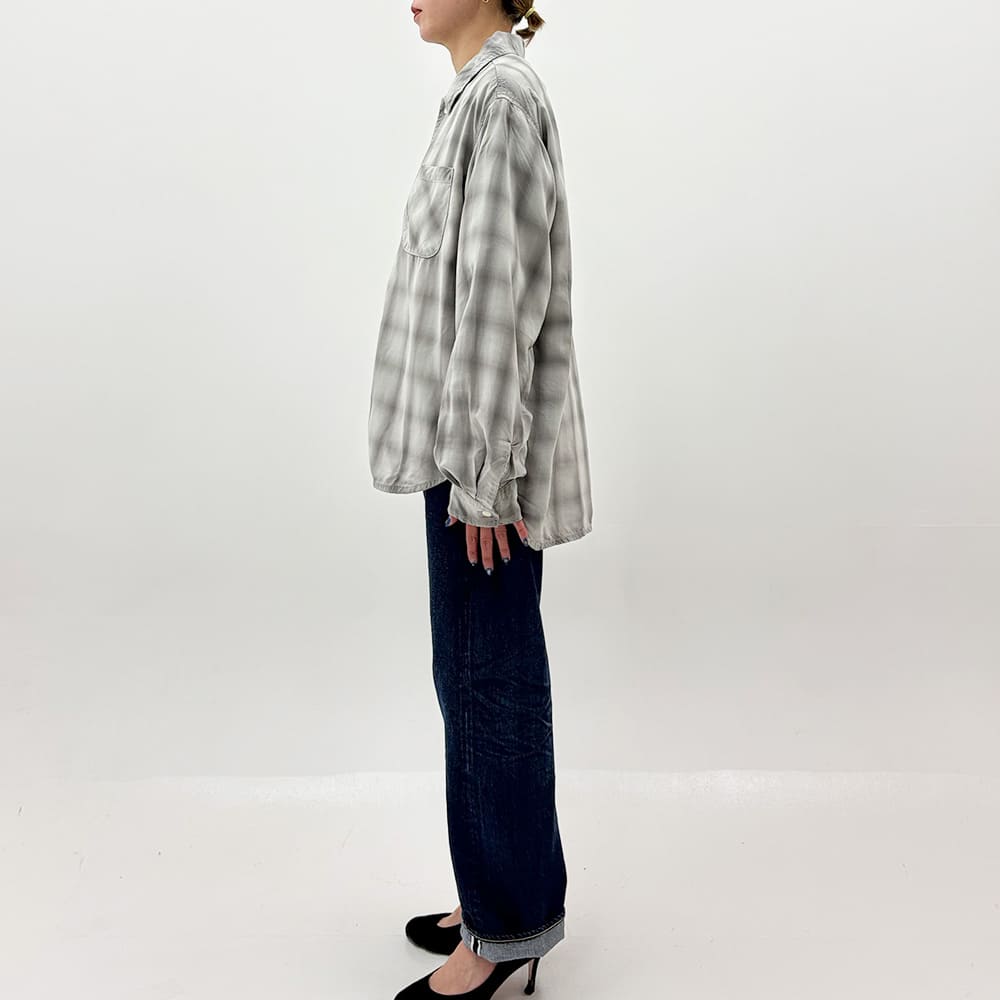 Damaged Tencel Ombre Check Shirt