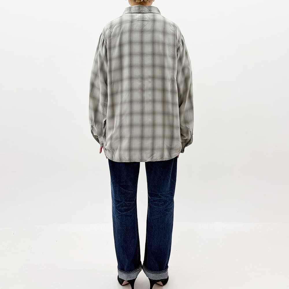 Damaged Tencel Ombre Check Shirt