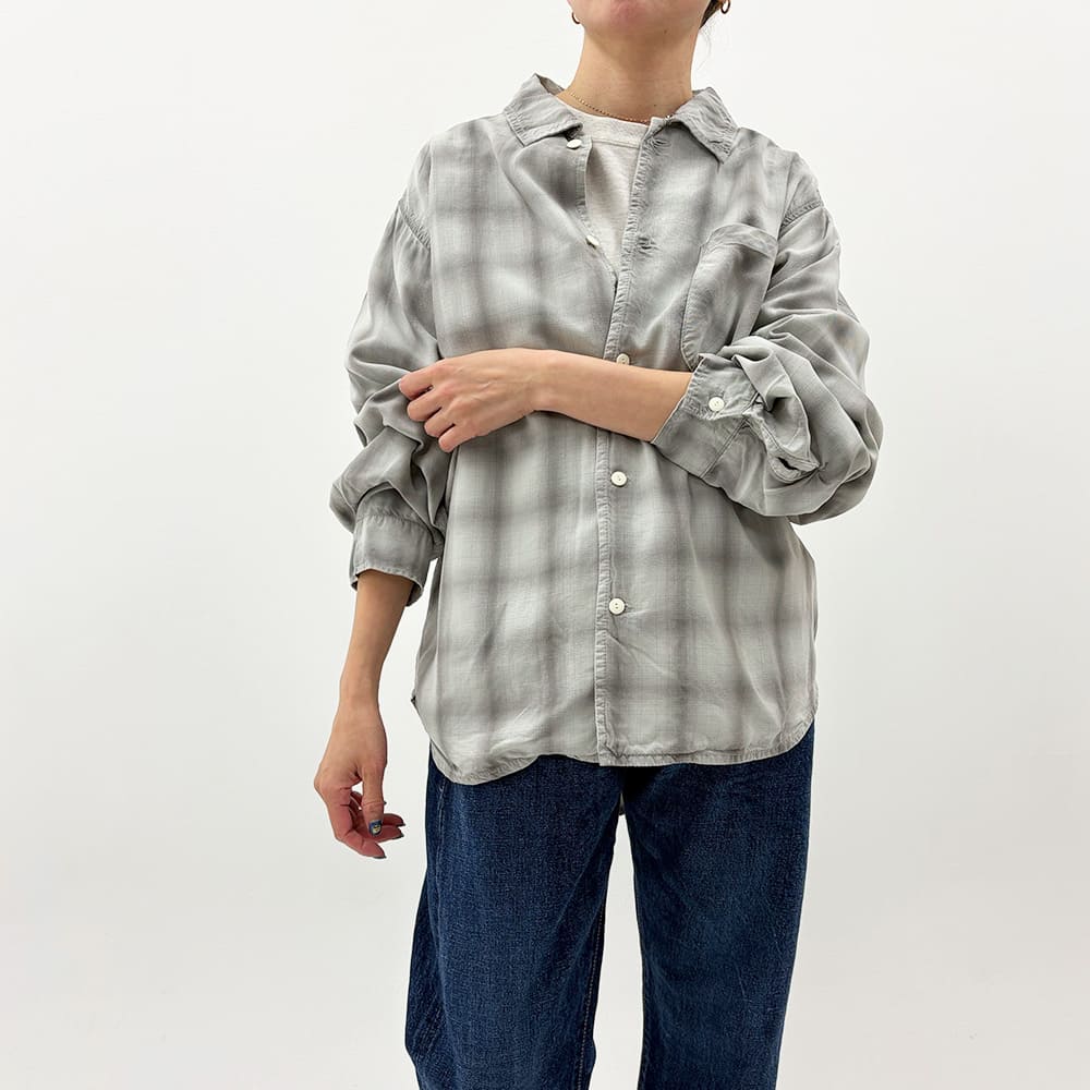 Damaged Tencel Ombre Check Shirt