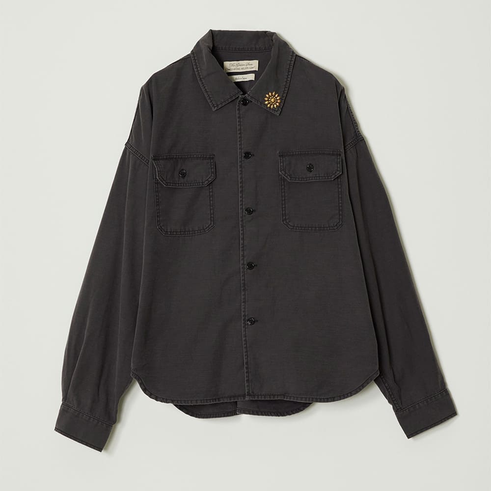 WIDE MILITARY SHIRT (large flower studs)
