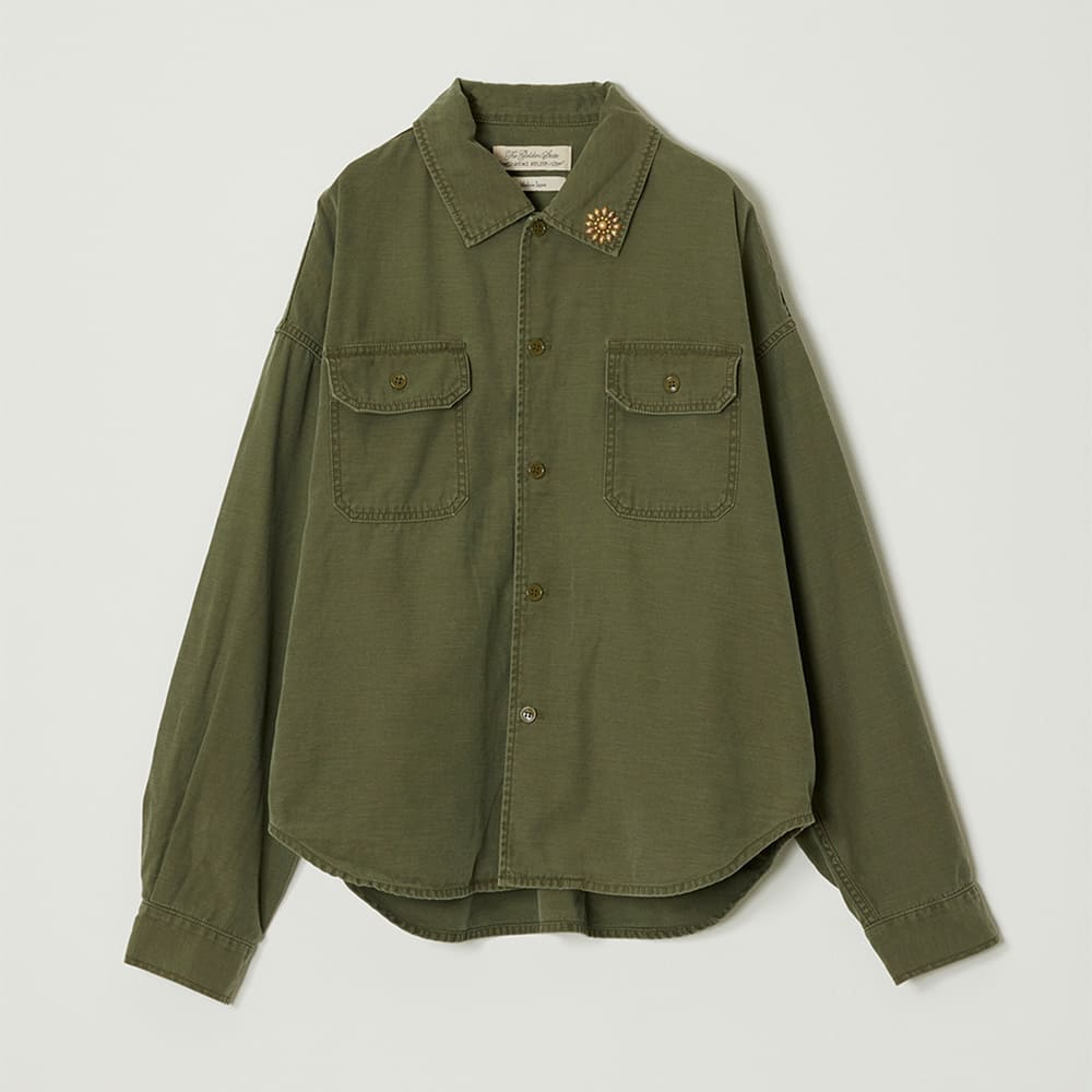 WIDE MILITARY SHIRT (large flower studs)