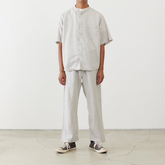 Linen stand collar S/S SHIRT