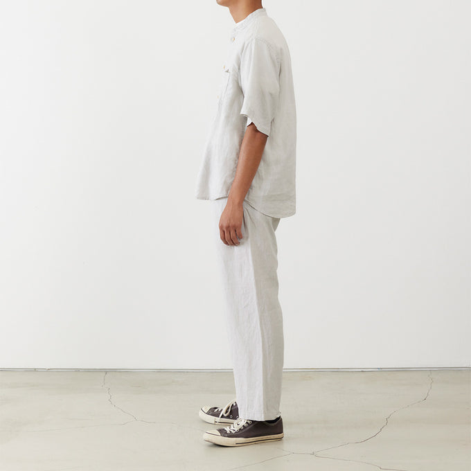 Linen stand collar S/S SHIRT