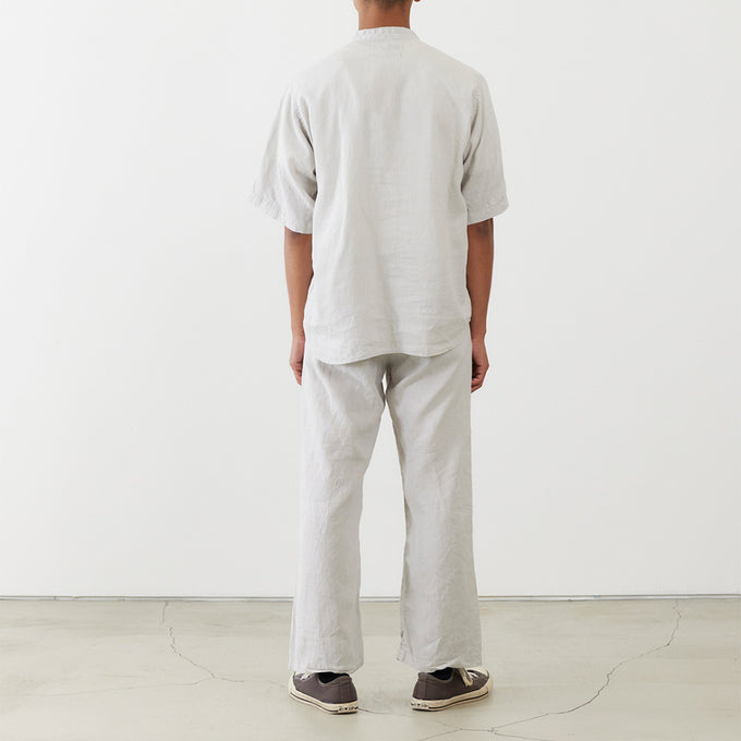 Linen stand collar S/S SHIRT