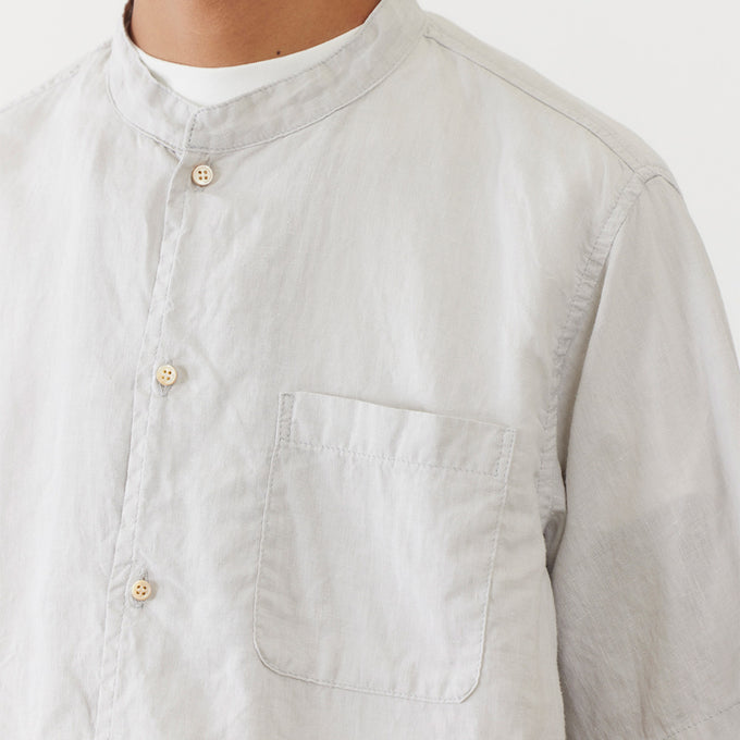 Linen stand collar S/S SHIRT