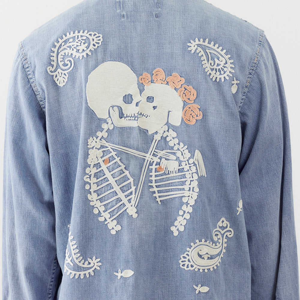 7.5Oz DENIM coverall SHIRT (embroidery: skull)