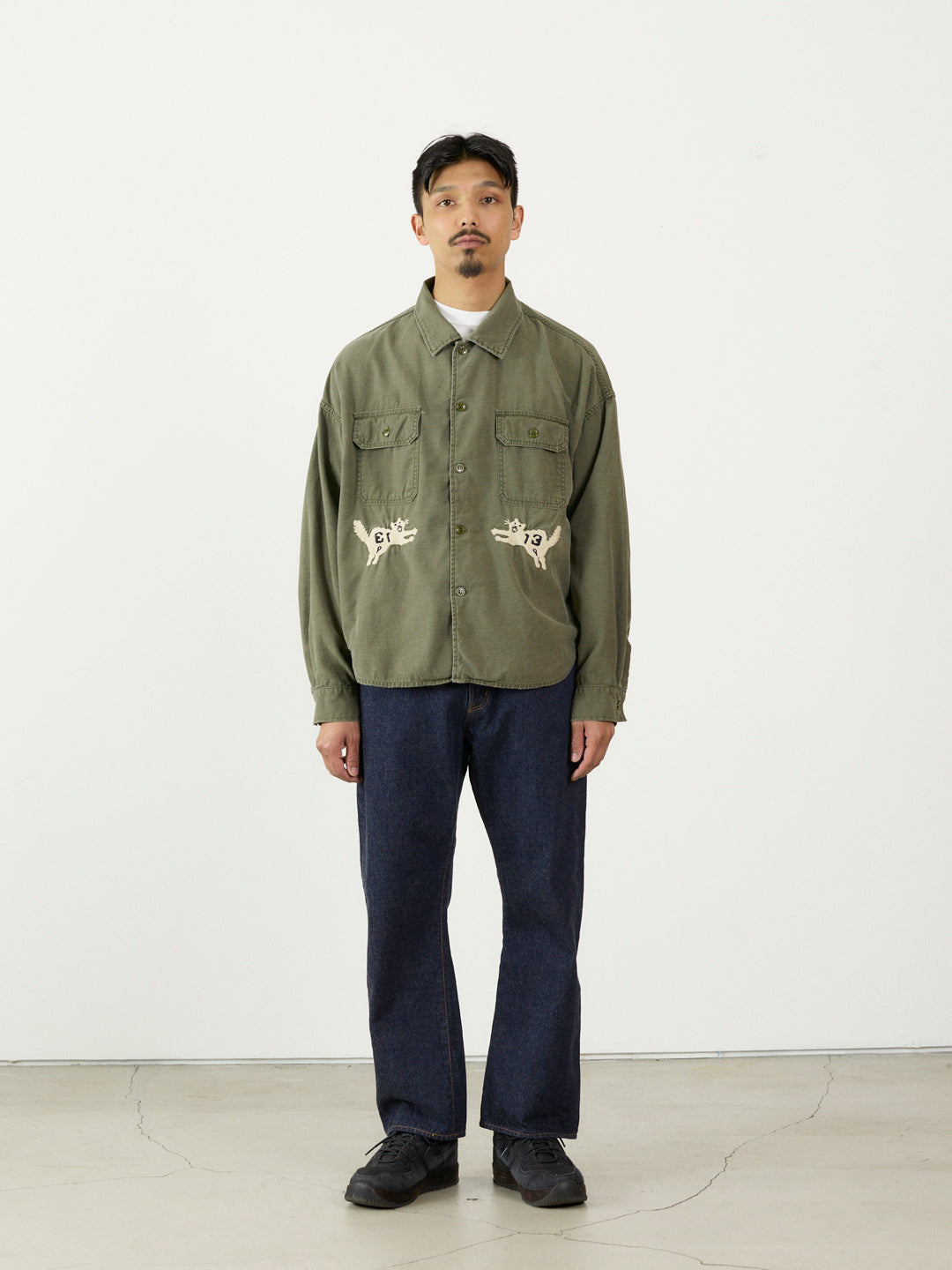 WIDE military shirt (embroidery: tiger)