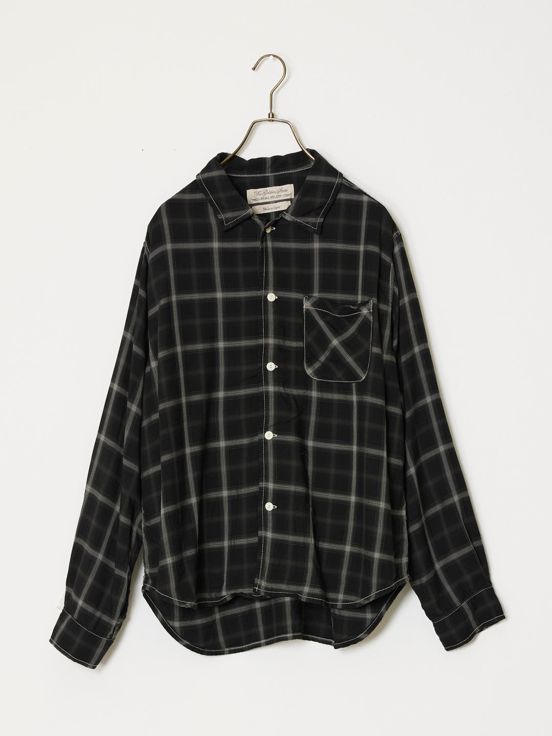 Rayon twill check regular shirt