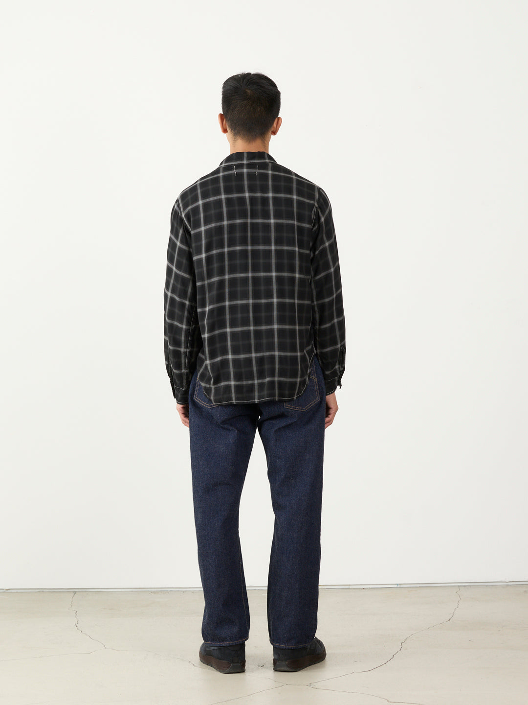 Rayon twill check regular shirt