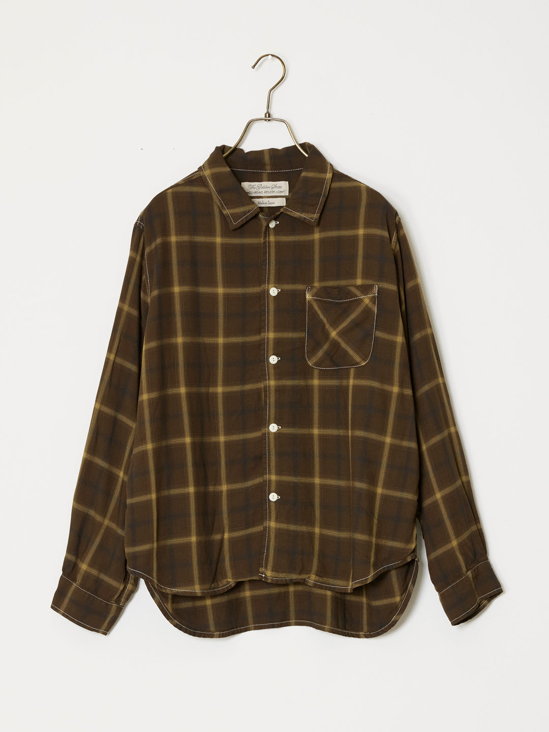 Rayon twill check regular shirt