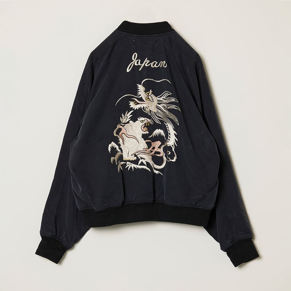 Rayon Fibril Twill Sukajan Jacket (Embroidery: Dragon and Tiger)