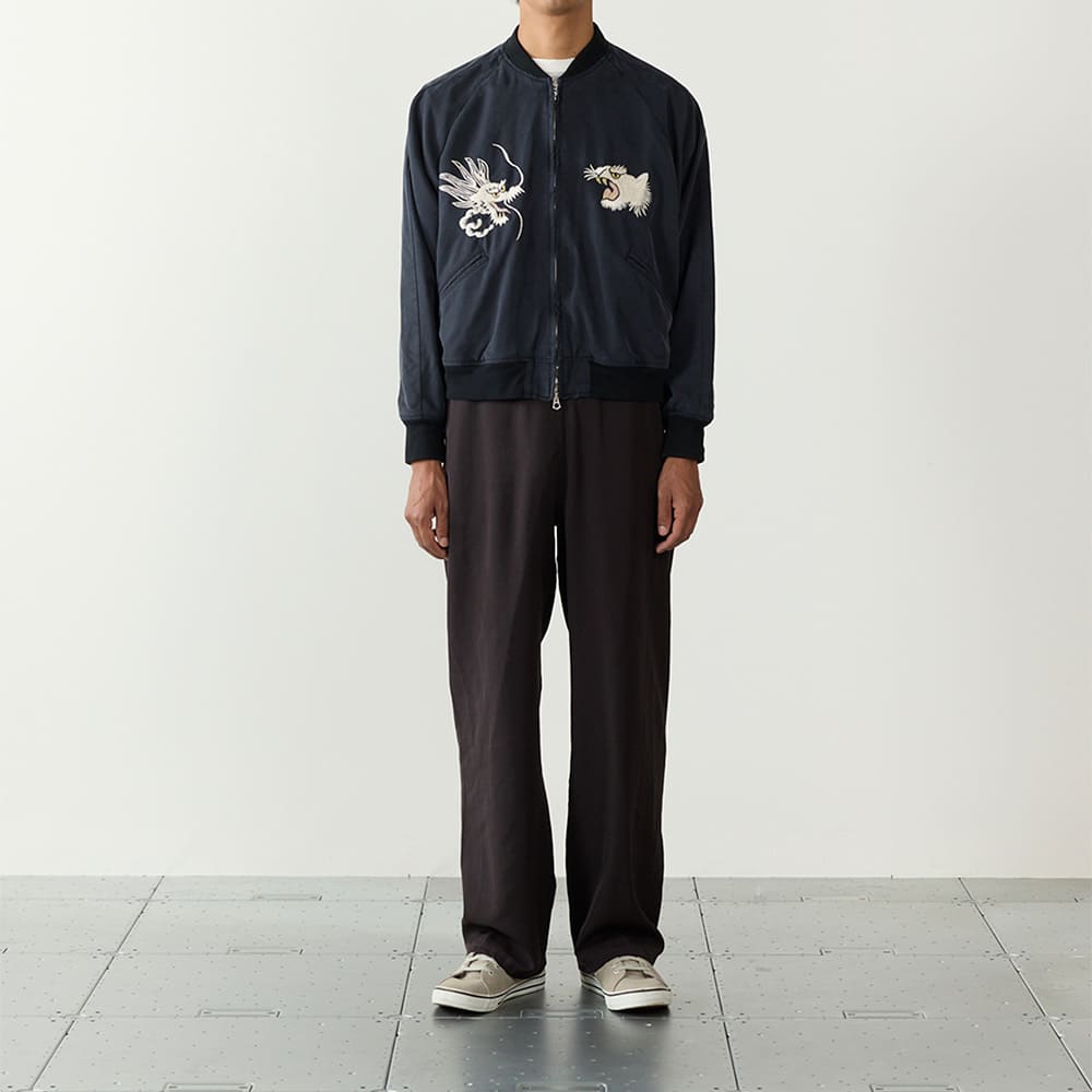 Rayon Fibril Twill Sukajan Jacket (Embroidery: Dragon and Tiger)
