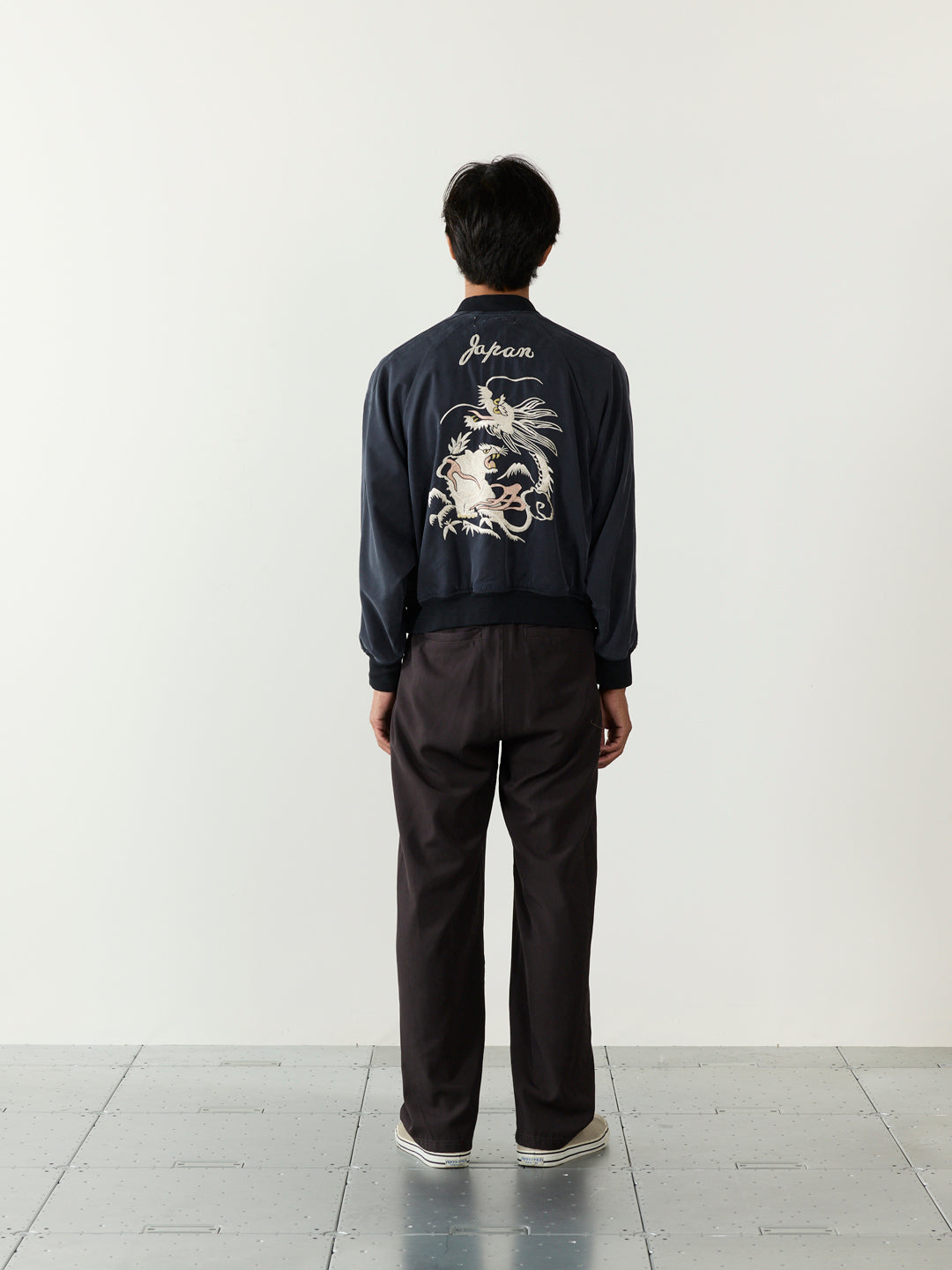 Rayon Fibril Twill Sukajan Jacket (Embroidery: Dragon and Tiger)
