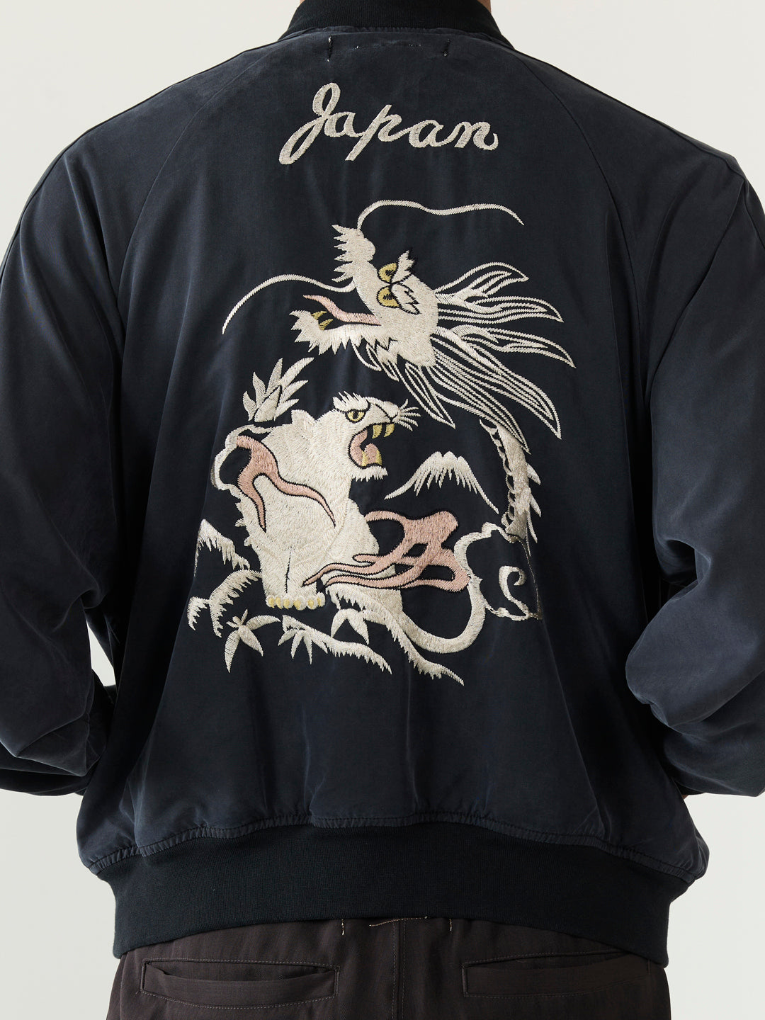Rayon Fibril Twill Sukajan Jacket (Embroidery: Dragon and Tiger)