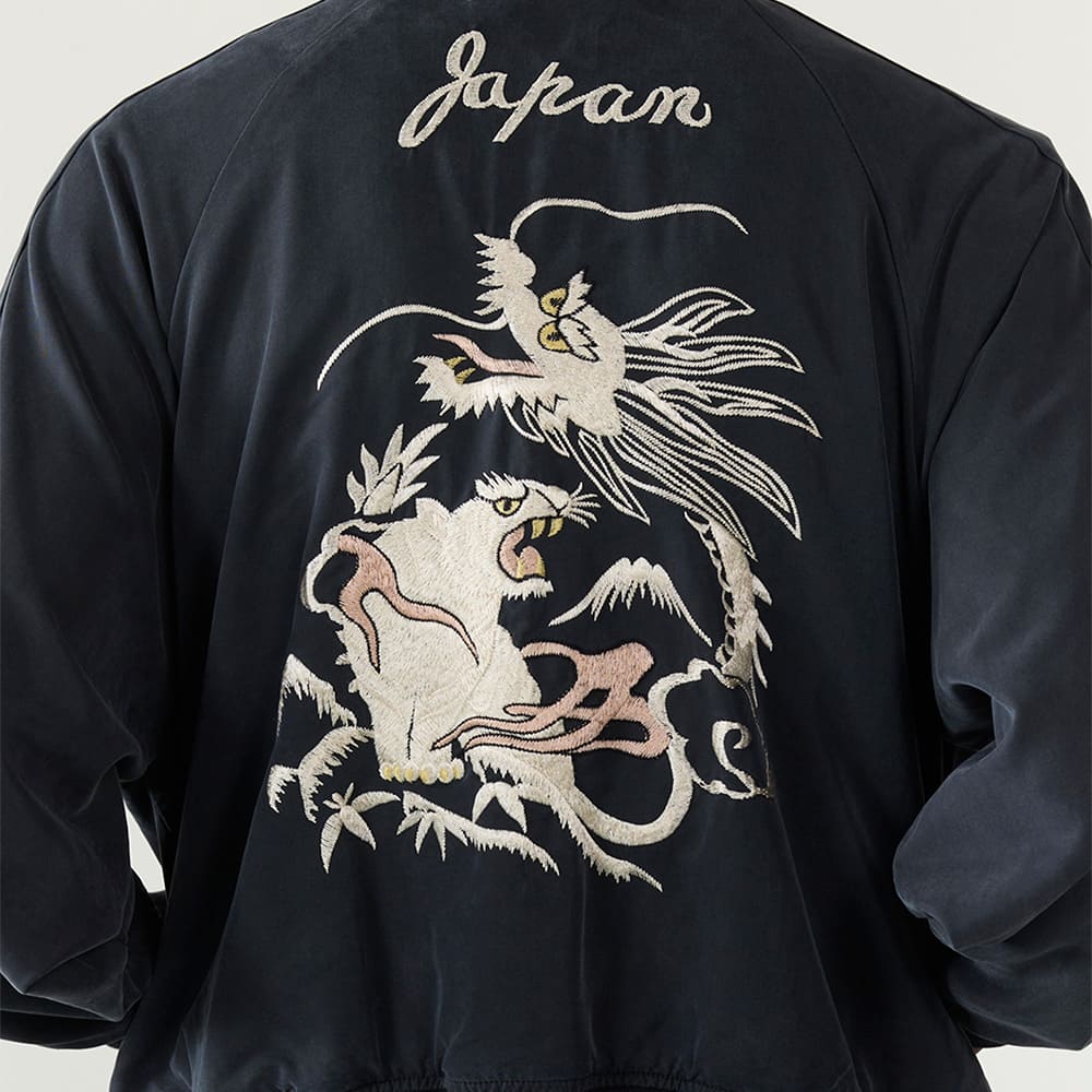 Rayon Fibril Twill Sukajan Jacket (Embroidery: Dragon and Tiger)
