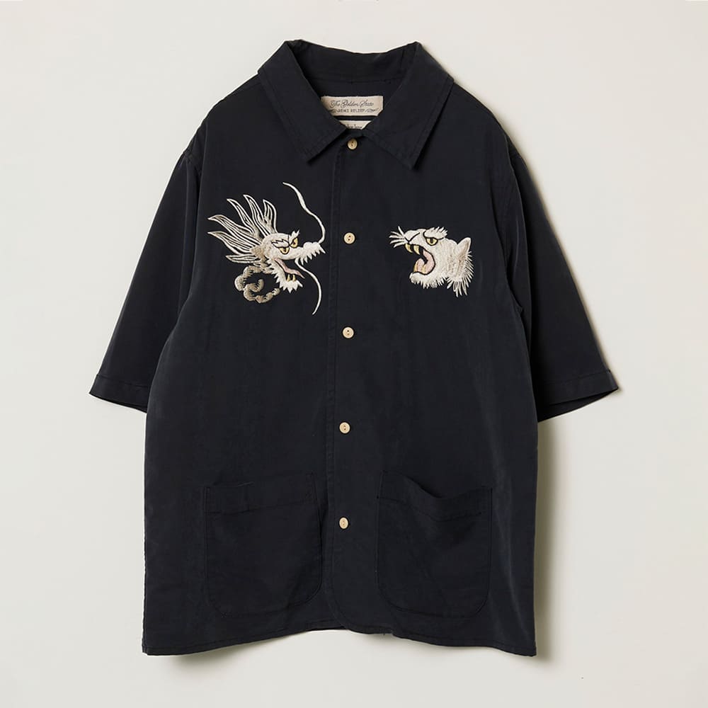 レーヨンフィブリルツイルS/Sシャツ(刺繍：⿓‧虎)