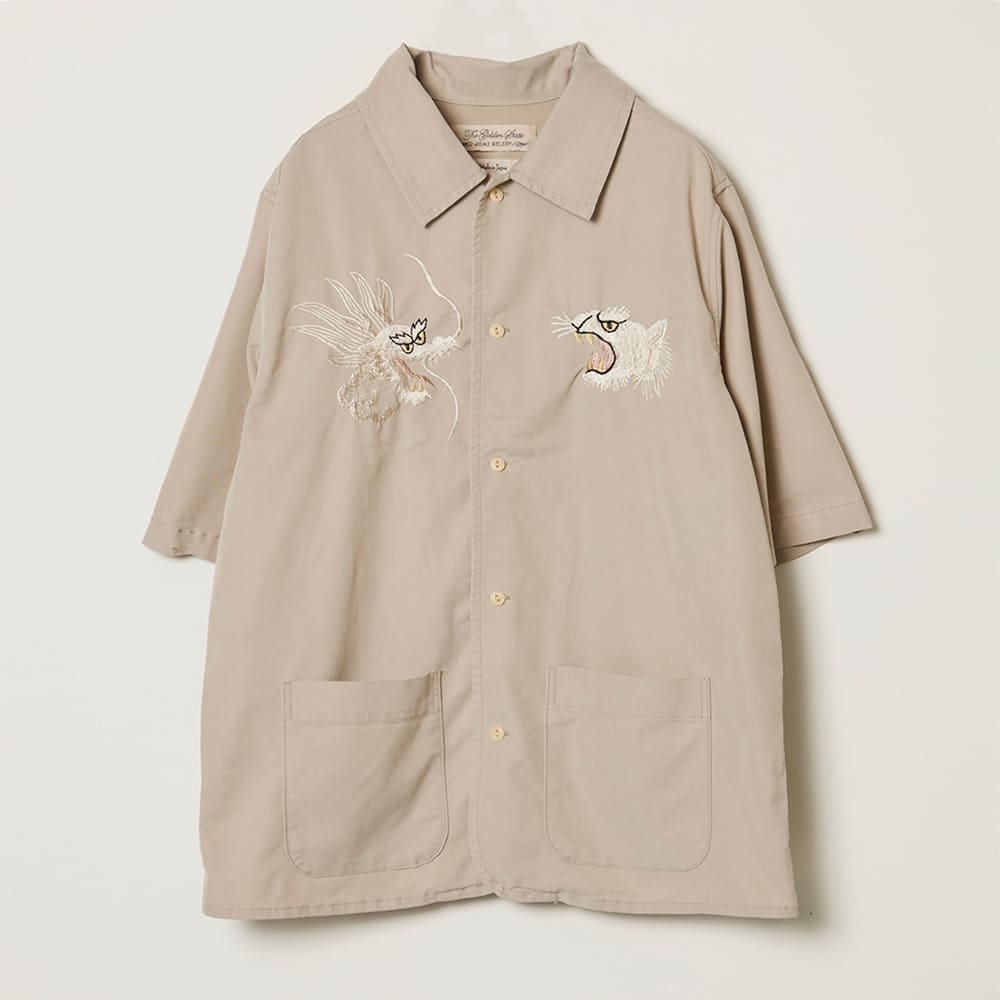 レーヨンフィブリルツイルS/Sシャツ(刺繍：⿓‧虎)