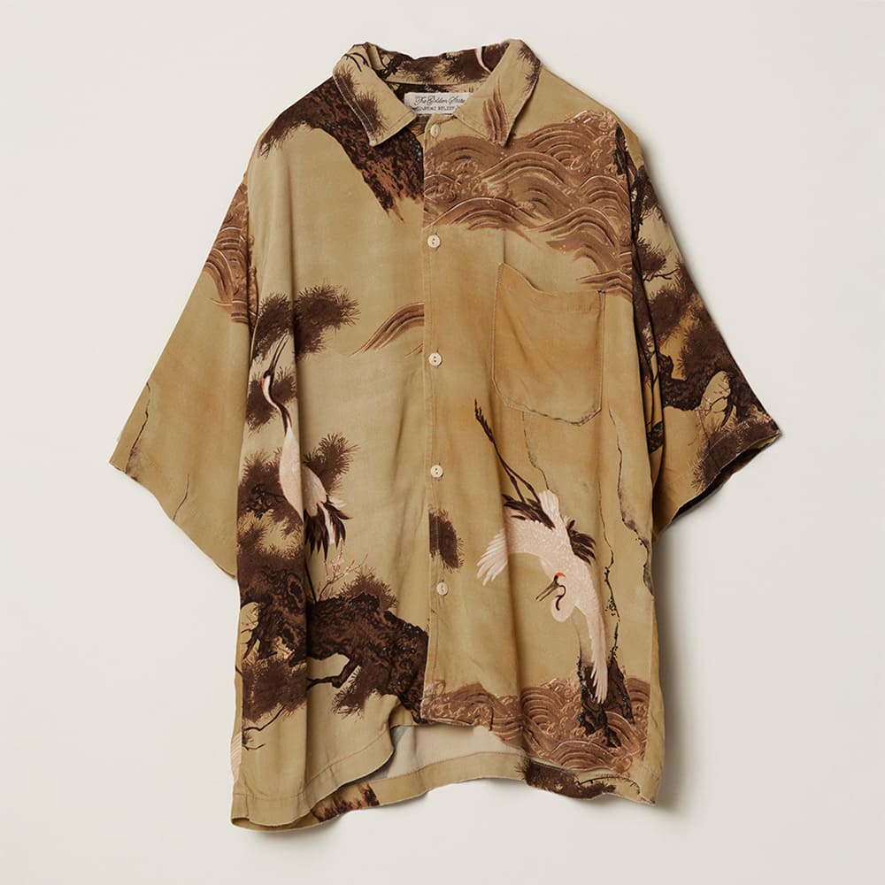 鶴柄アロハシャツ