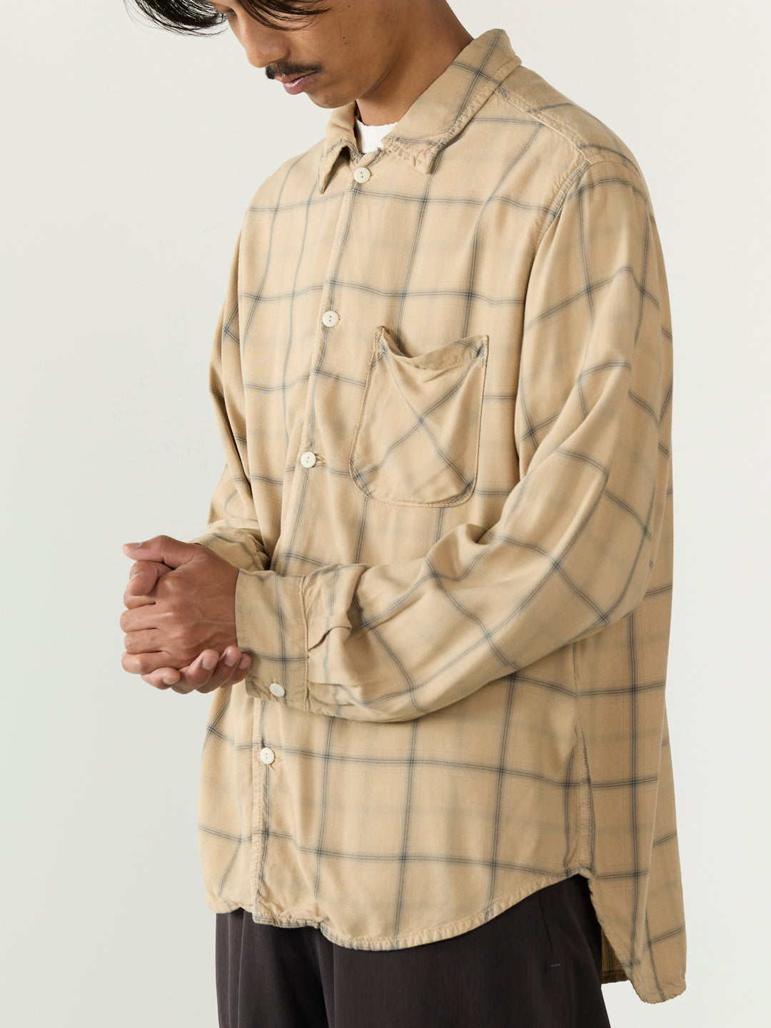 레이온 트윌 체크 셔츠