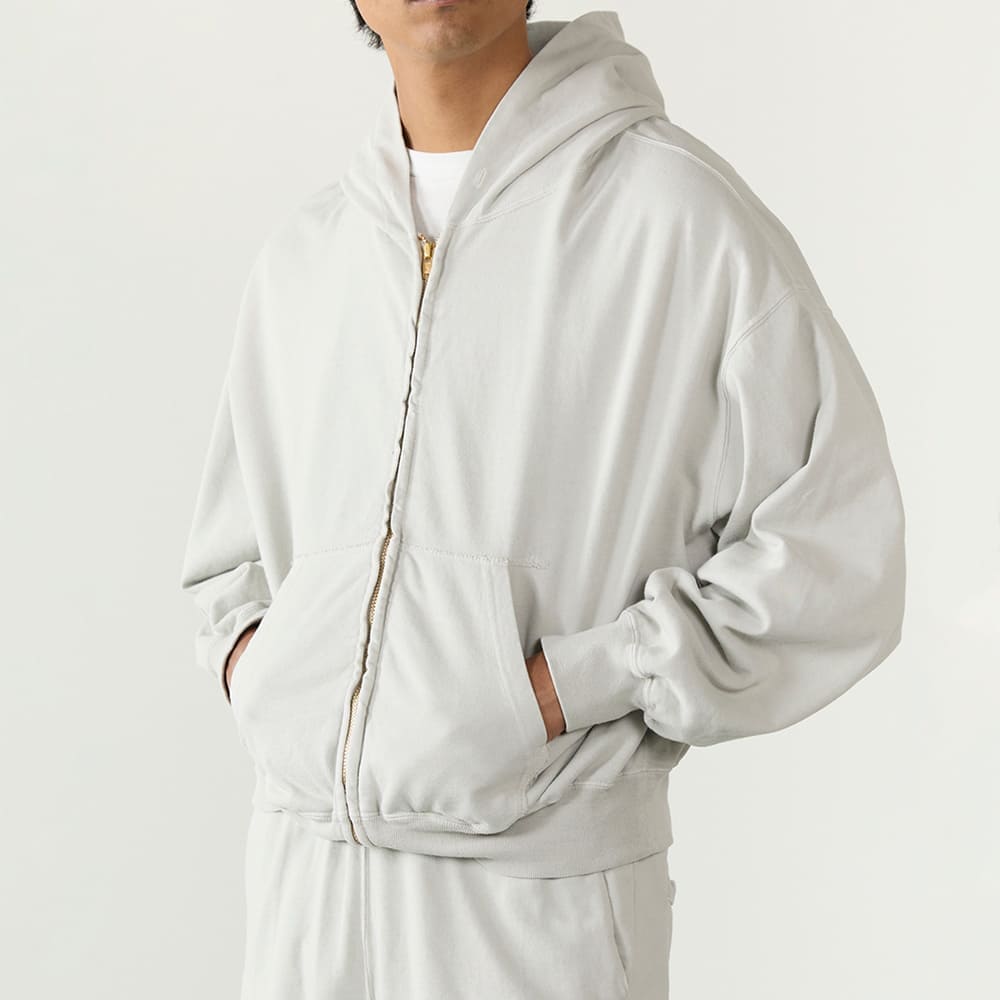 SP processed Supima fleece lining zip hoodie