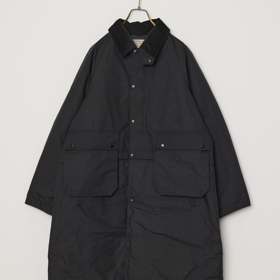 Water-repellent coated polyester hunting down long jacket