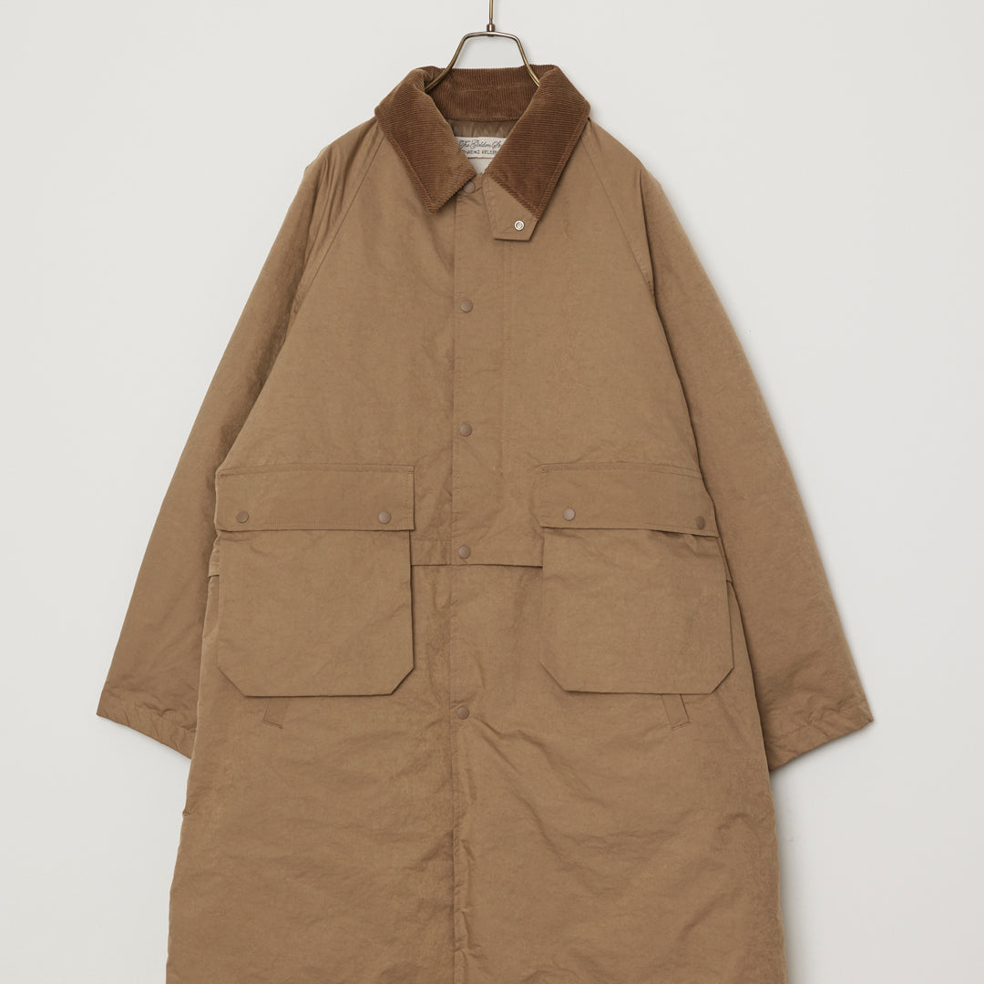 Water-repellent coated polyester hunting down long jacket