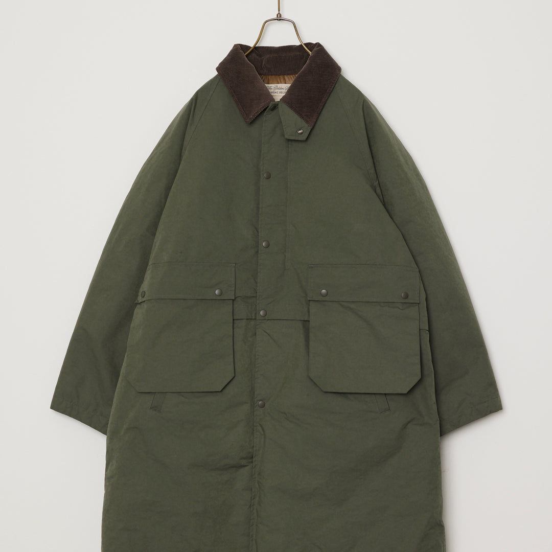 Water-repellent coated polyester hunting down long jacket