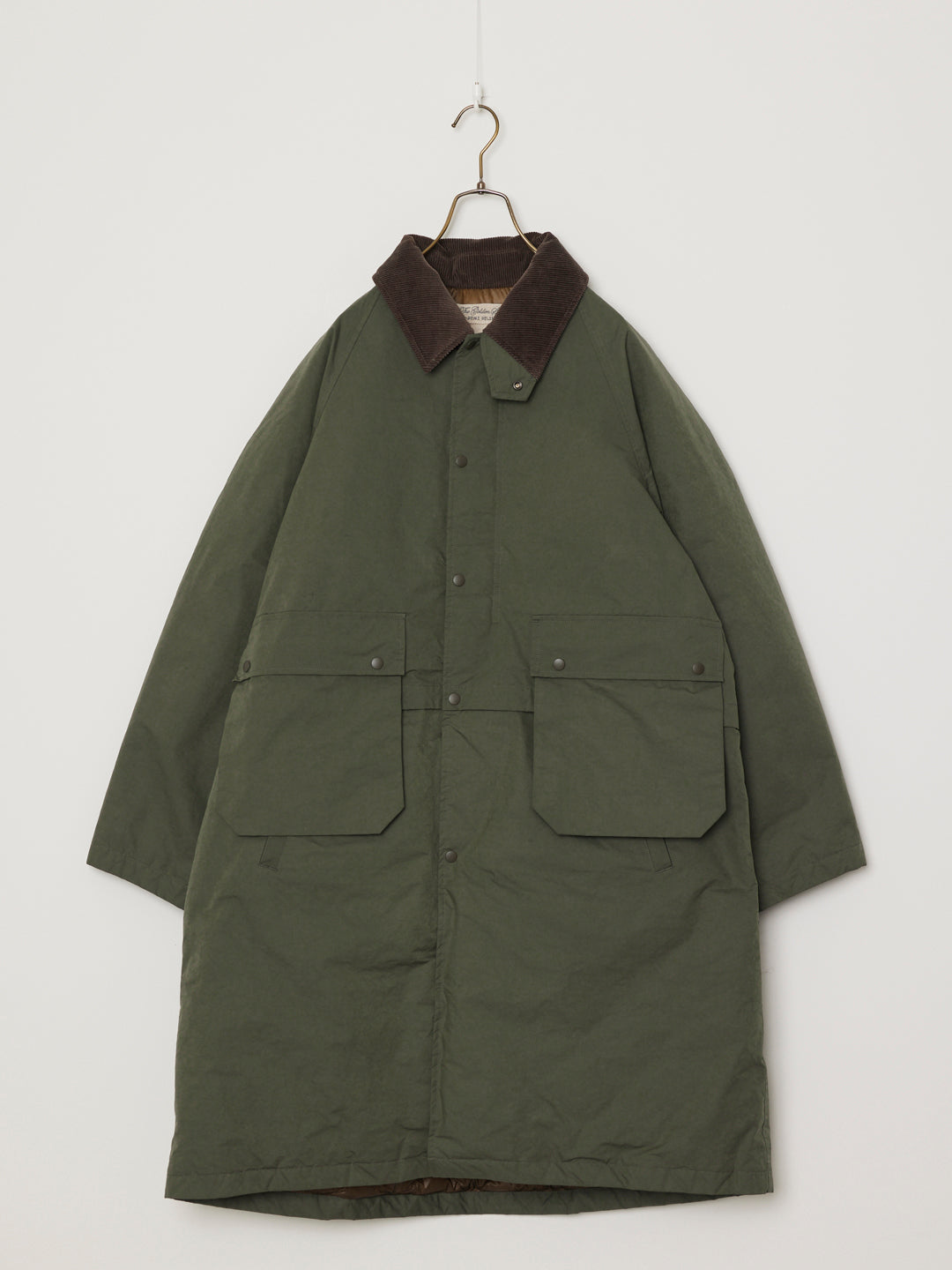 撥⽔コーディングポリエステルハン ティングダウンロングJKT