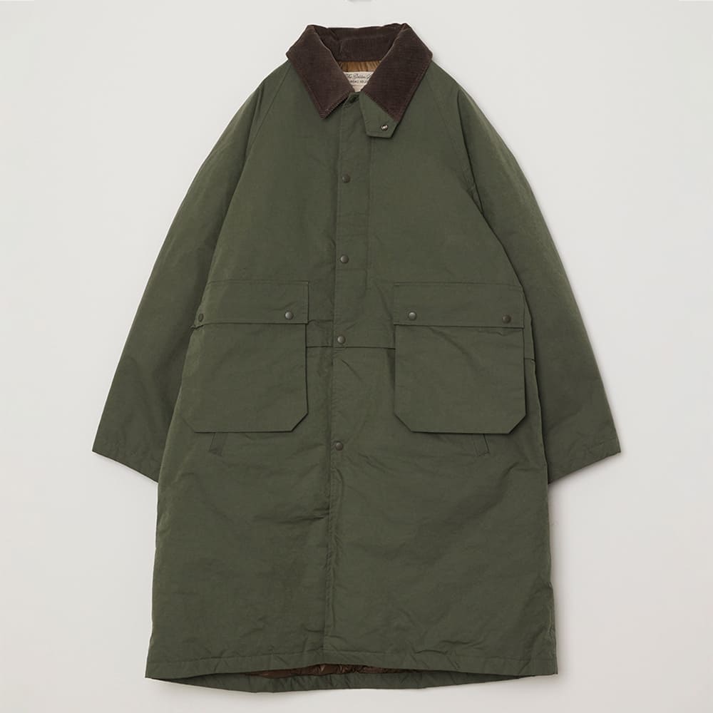 撥⽔コーディングポリエステルハン ティングダウンロングJKT