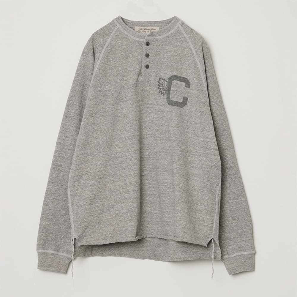 8/Tenjiku Raglan Henley Long-Sleeve T-Shirt (C)