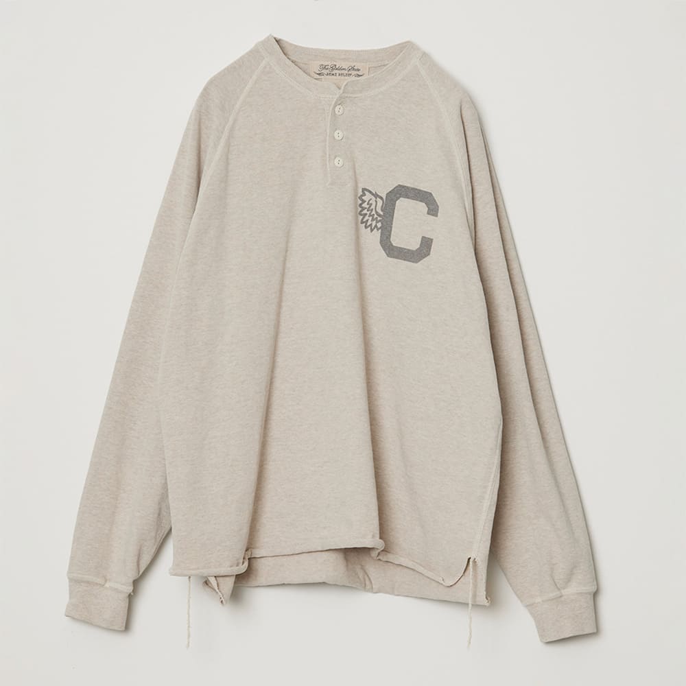 8/Tenjiku Raglan Henley Long-Sleeve T-Shirt (C)