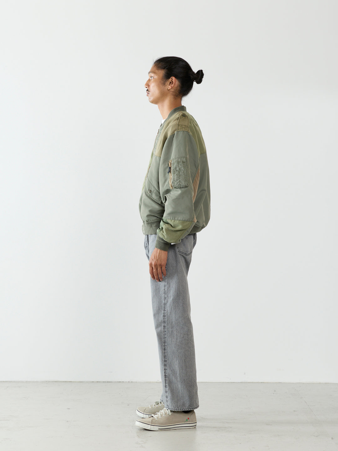 Recycled Nylon Twill Patchwork L2B Flight Jacket