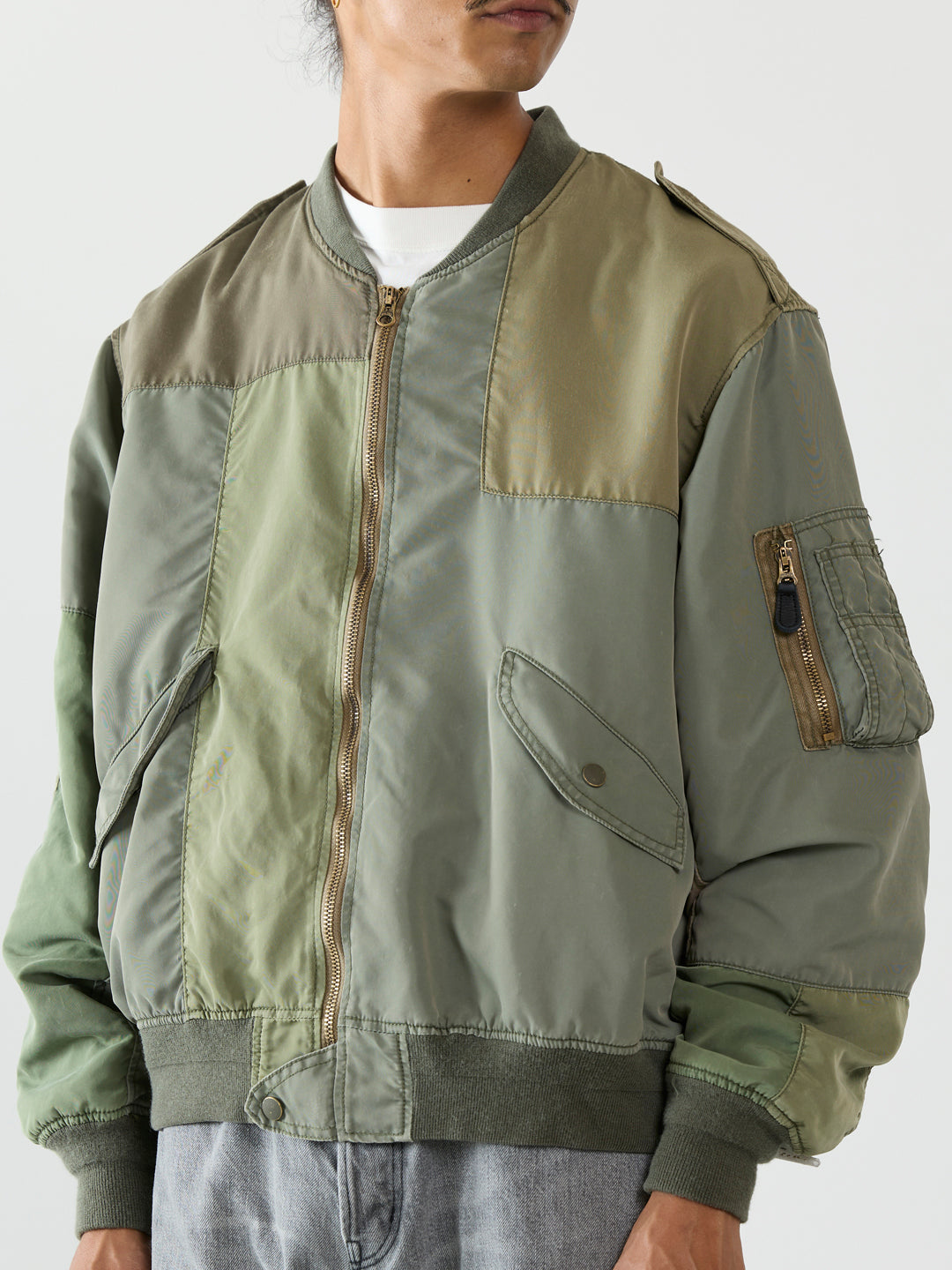 Recycled Nylon Twill Patchwork L2B Flight Jacket