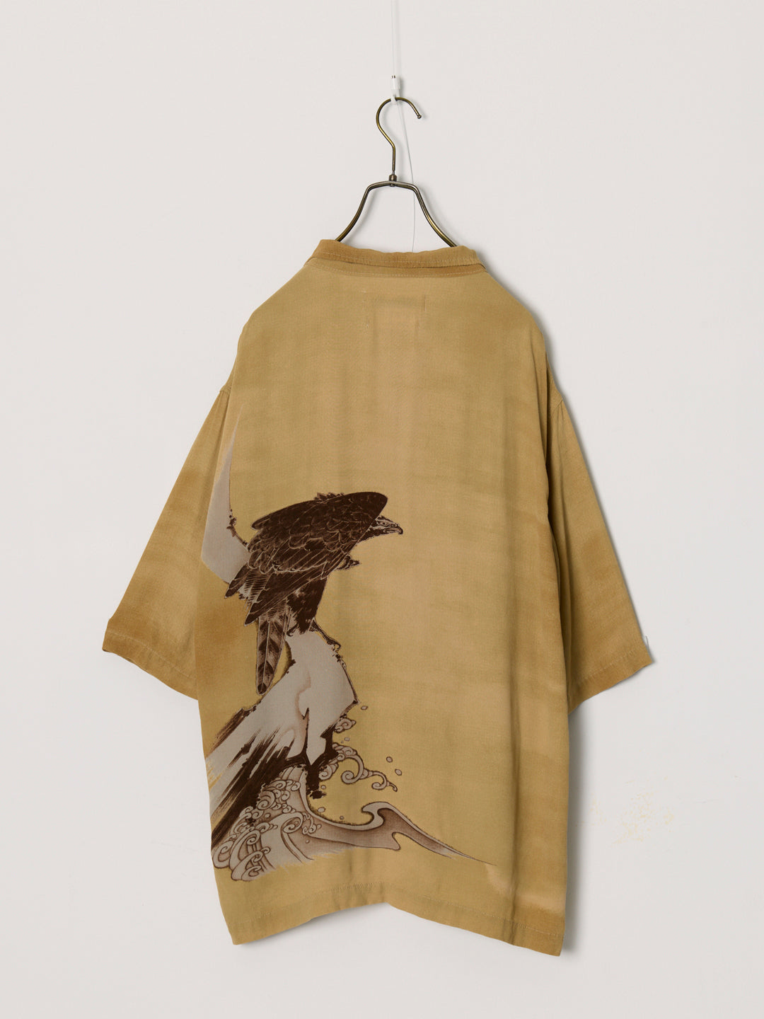 Rayon Falcon-Pattern Short-Sleeve Shirt