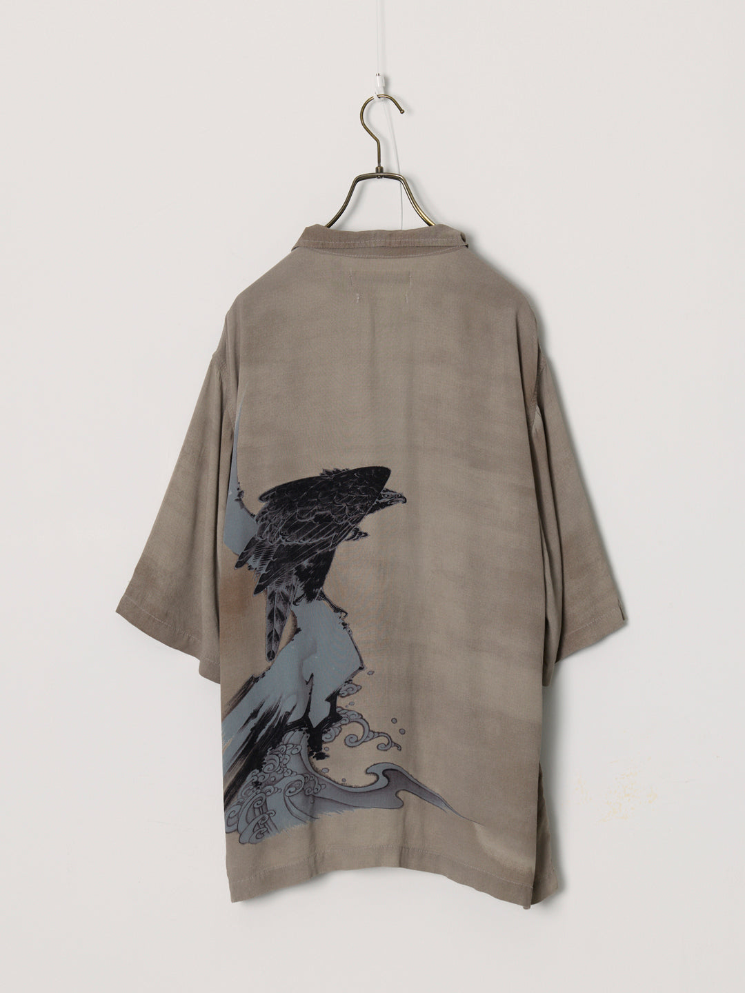 Rayon Falcon-Pattern Short-Sleeve Shirt