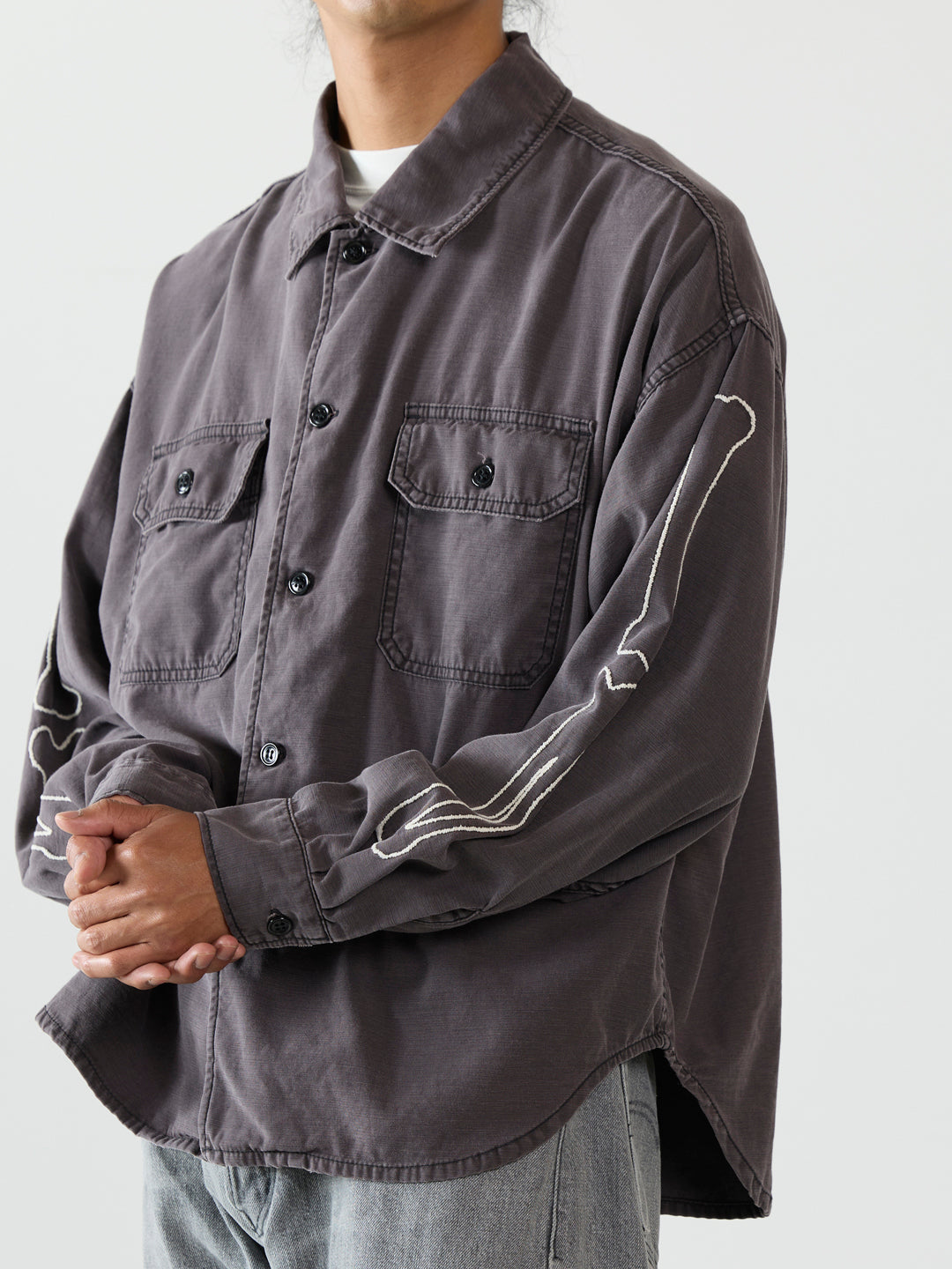 WIDE MILITARY SHIRT (Embroidery: BONE)