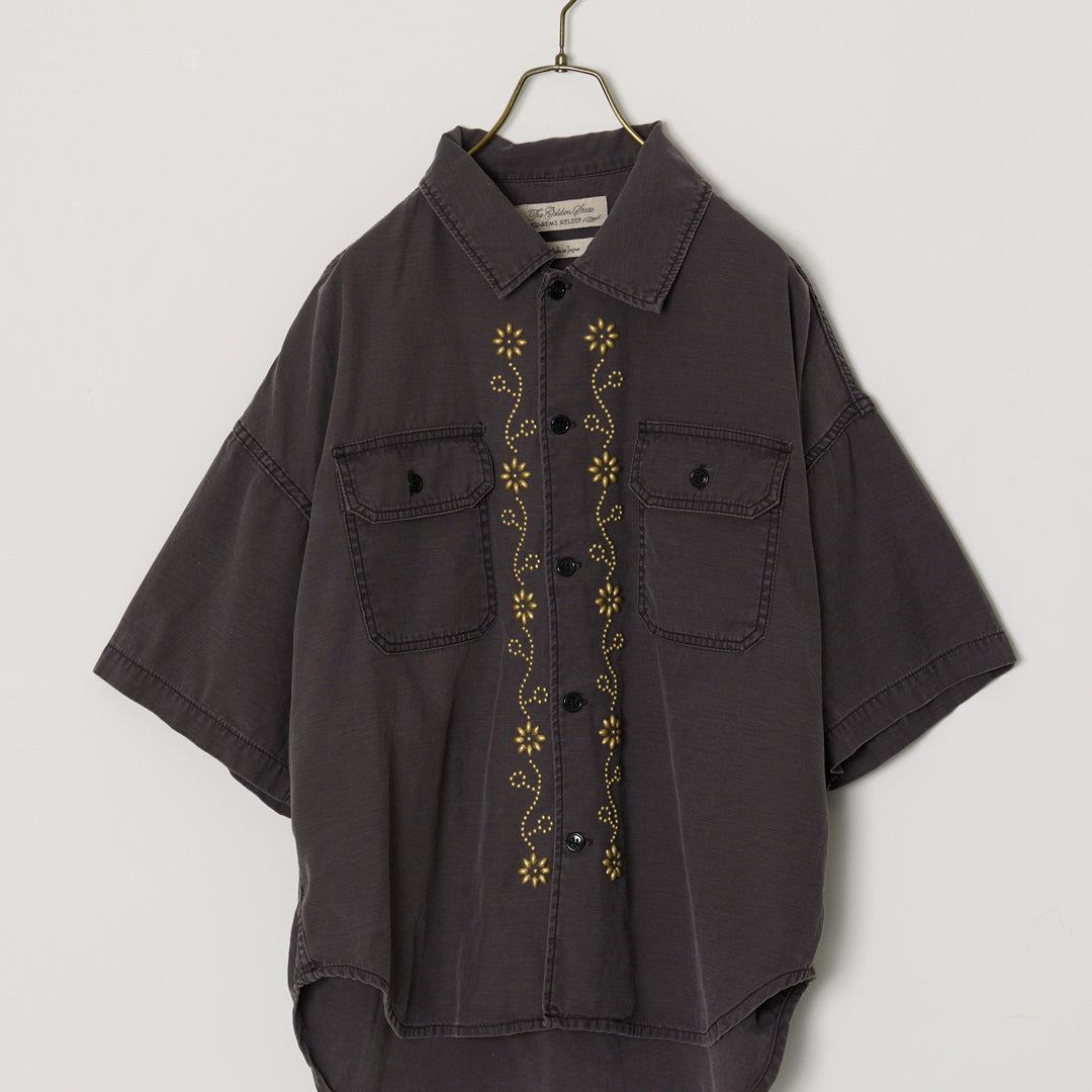 WIDE MILITARY S/S SHIRT (Front Studs)