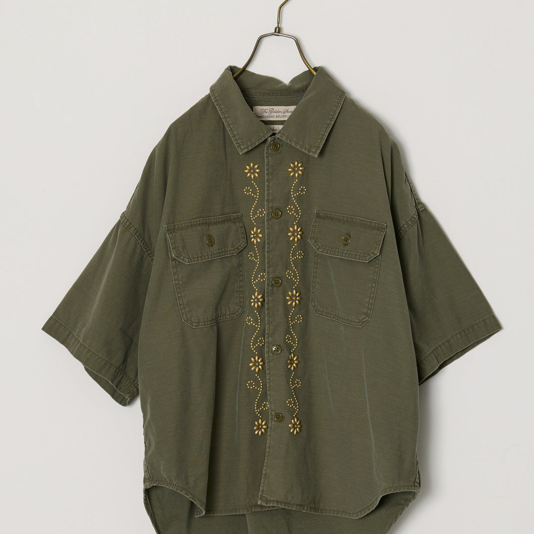 WIDE MILITARY S/S SHIRT (Front Studs)