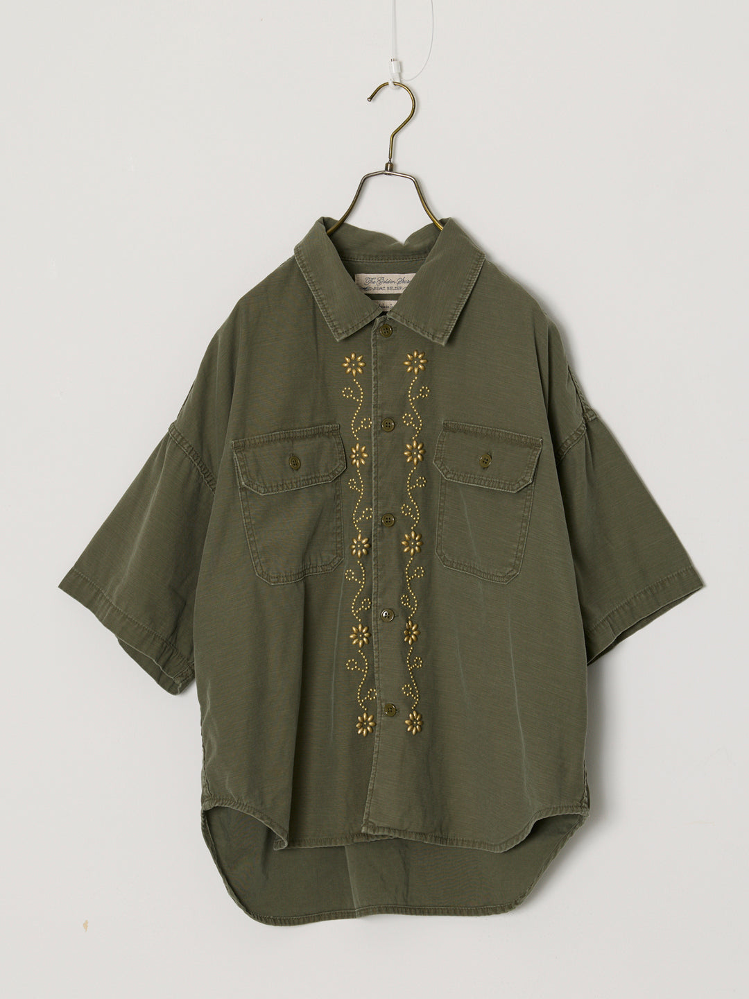 WIDE MILITARY S/S SHIRT (Front Studs)