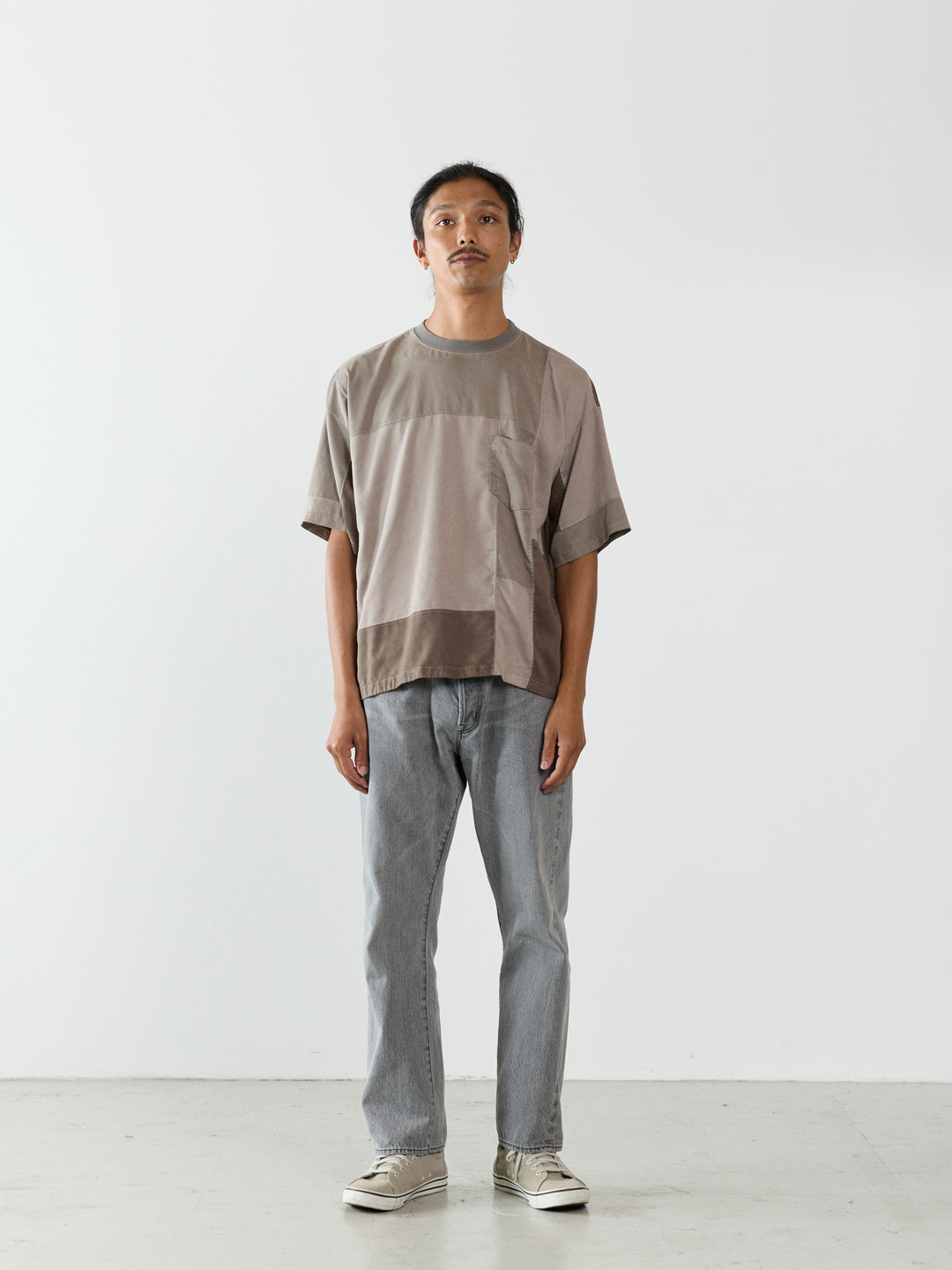 Patchwork Eco-Suede S/S Crew