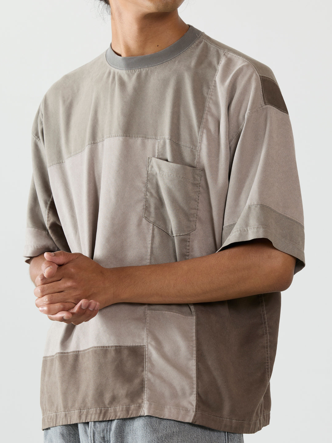 Patchwork Eco-Suede S/S Crew
