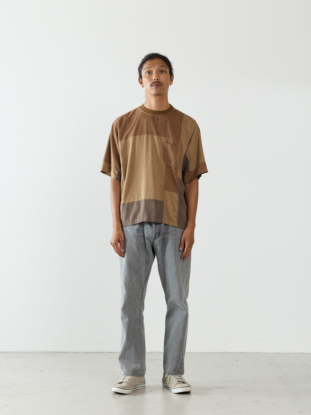 Patchwork Eco-Suede S/S Crew