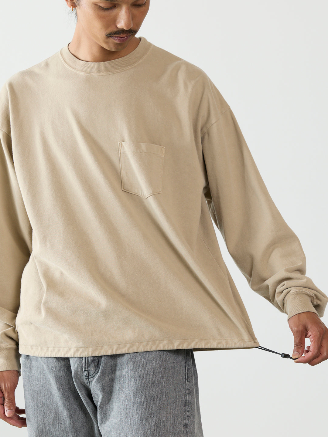 Supima fleece-lined long-sleeve T-shirt