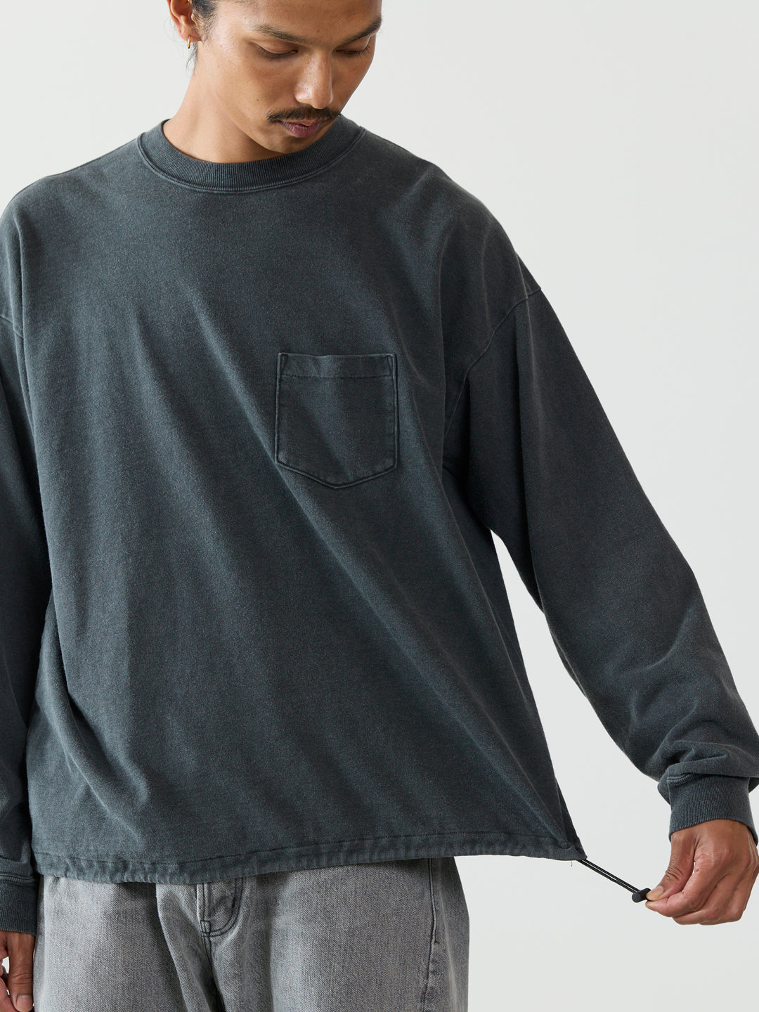 Supima fleece-lined long-sleeve T-shirt
