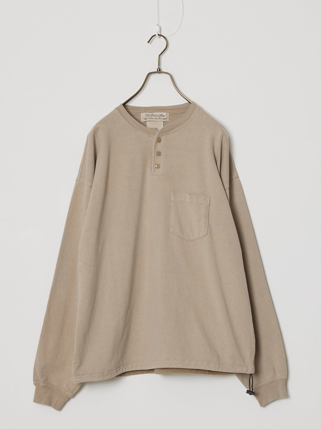 Supima Brushed-back Henley Long-sleeve T-shirt