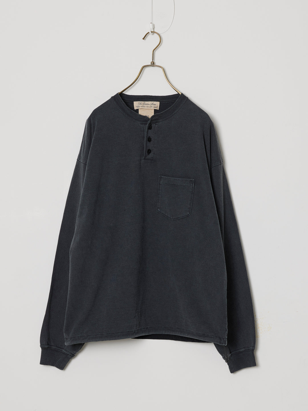 Supima Brushed-back Henley Long-sleeve T-shirt