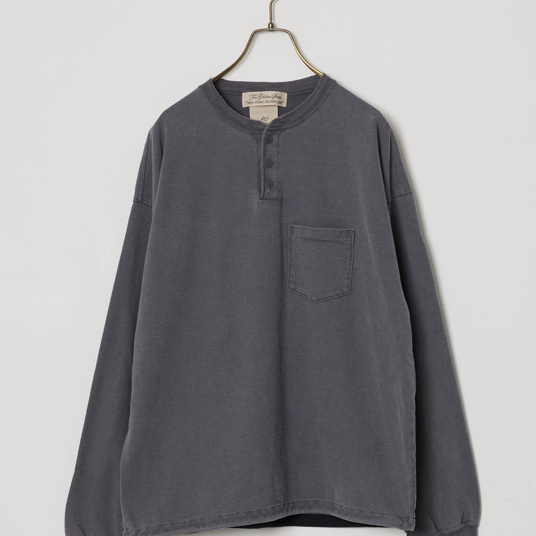 Supima Brushed-back Henley Long-sleeve T-shirt