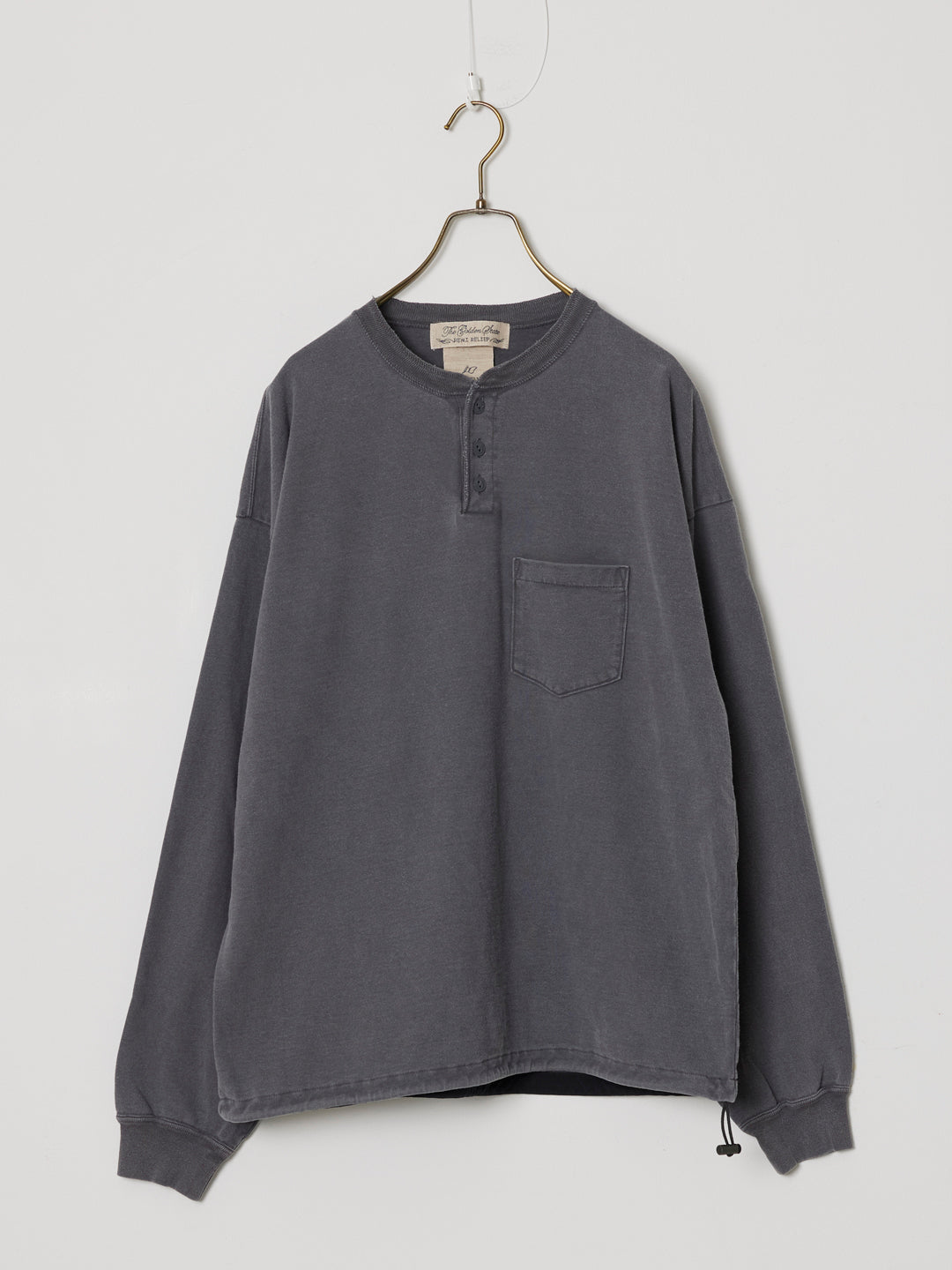 Supima Brushed-back Henley Long-sleeve T-shirt